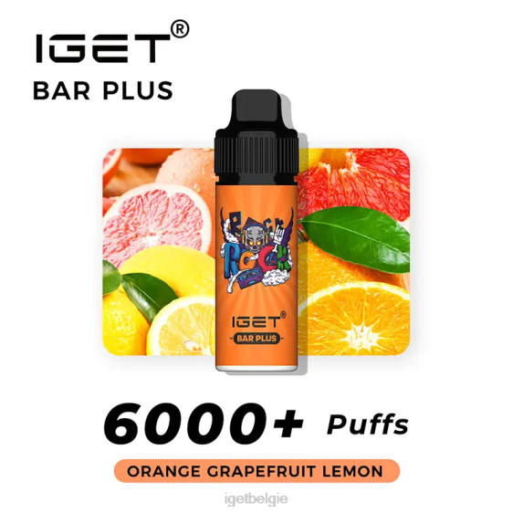IGET Online bar plus 6000 trekjes 806F246 sinaasappel grapefruit citroen