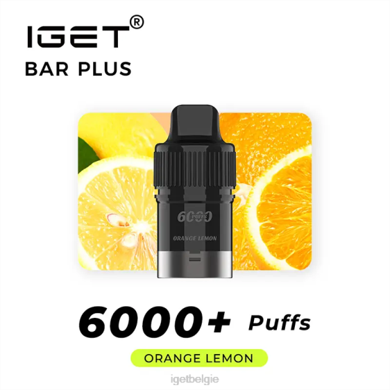 IGET Vape Online Buy bar plus pod 6000 trekjes 806F261 oranje citroen