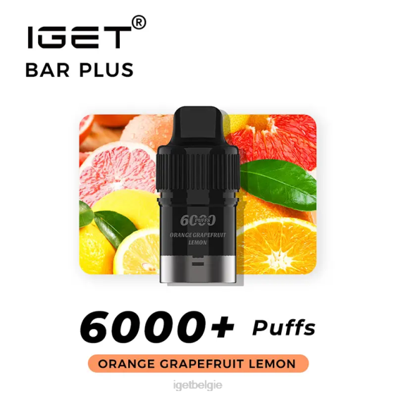 IGET Online bar plus pod 6000 trekjes 806F266 sinaasappel grapefruit citroen